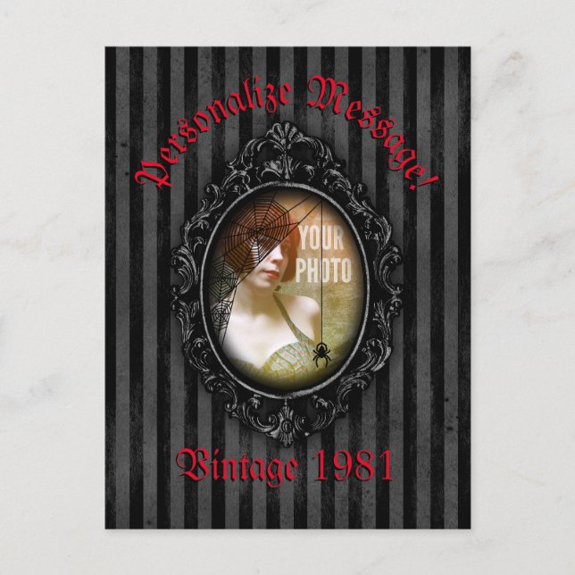 Personlig gotisk ram med spindel vykort (Framsida)