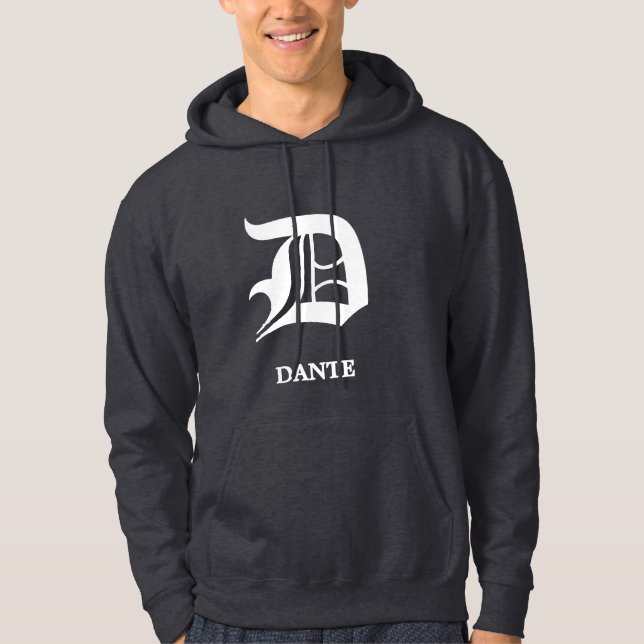 Personlig gotisk svart brevbokstavsmönogram hoodie (Framsida)