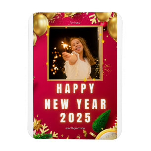Personlig Gott nytt år 2025-fotokort Magnet