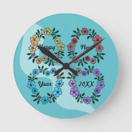 PERSONLIG GOTT NYTT ÅR 20XX OCH BLOMMAR RUND KLOCKA