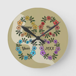 PERSONLIG GOTT NYTT ÅR 20XX OCH BLOMMAR RUND KLOCKA