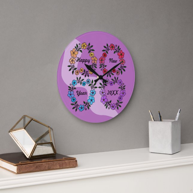 PERSONLIG GOTT NYTT ÅR 20XX OCH BLOMMAR STOR KLOCKA (Kontor)