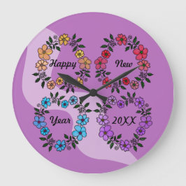 PERSONLIG GOTT NYTT ÅR 20XX OCH BLOMMAR STOR KLOCKA