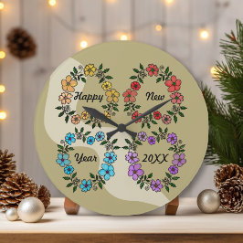 PERSONLIG GOTT NYTT ÅR 20XX OCH BLOMMAR STOR KLOCKA