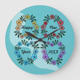 PERSONLIG GOTT NYTT ÅR 20XX OCH BLOMMAR STOR KLOCKA