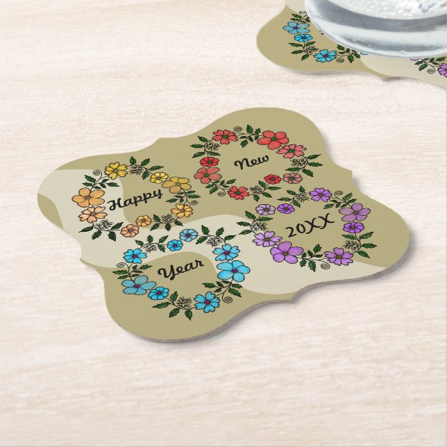 PERSONLIG GOTT NYTT ÅR 20XX OCH BLOMMAR UNDERLÄGG PAPPER (Vinklad)