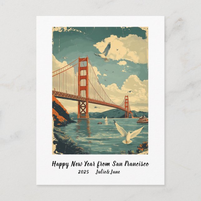 Personlig Gott nytt år San Francisco Helg Vykort (Framsida)