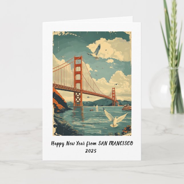 Personlig Gott Nytt År San Francisco-kort Helgkort (Framsida)
