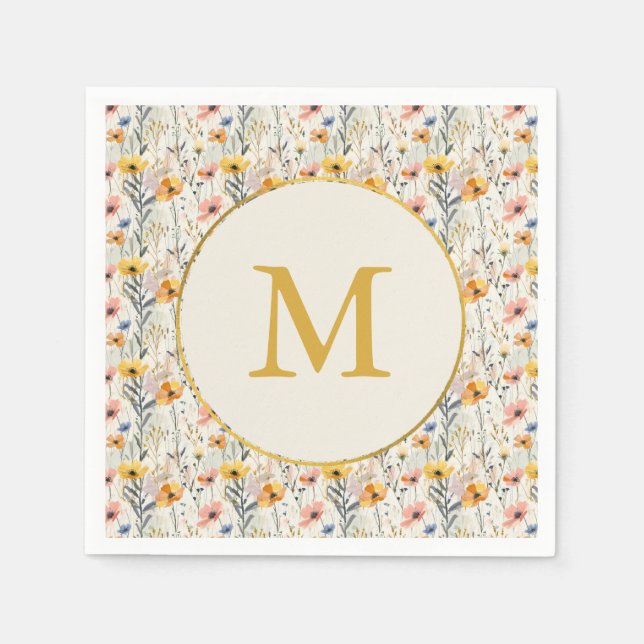 Personlig Gouache Meadow Flowers Mönster Pappersservett (Framsidan)
