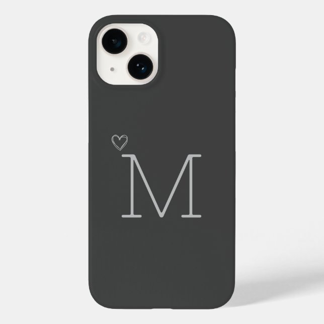 Personlig grå initial iPhone-fodral (Baksida)