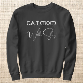 Personlig Grå Kattmamma för Katterär White Script T Shirt
