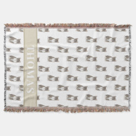 Personlig grå randig katt, Tan & Vit Filt