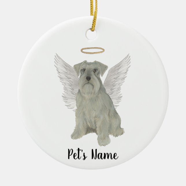 Personlig Grå Silver Schnauzer Julgransprydnad Keramik (Framsidan)