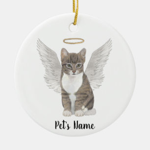 Personlig Grå Tabby Katt Sympati Minnesgåva Julgransprydnad Keramik