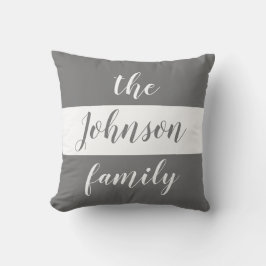 Personlig Grå Vita Ränder Familjenamn Kudde