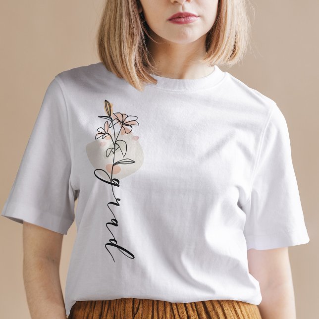 Personlig Grad Blommigt Sketch Modern Grad-skript T Shirt (Skapare uppladdad)