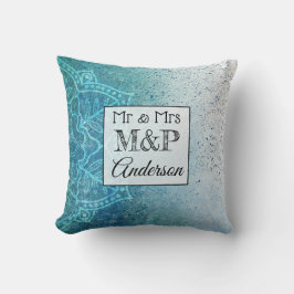 Personlig Gradient Blue Mandala Bröllop Pillow Kudde