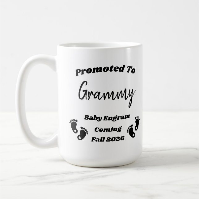 Personlig Grammy Baby Reveal Mugg (Vänster)
