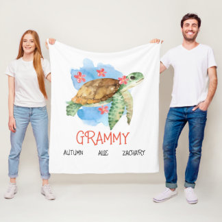Personlig Grammy turtle Blanket från Barnbarn Fleecefilt