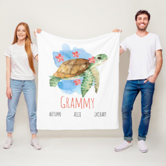 Personlig Grammy turtle Blanket från Barnbarn Fleecefilt