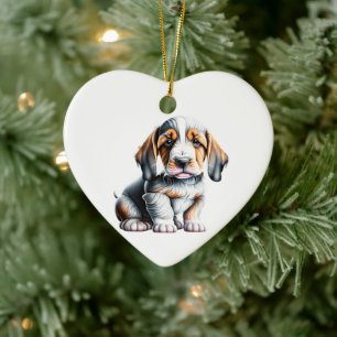 Personlig Grand Basset Griffon Vendéen Valp Julgransprydnad Keramik