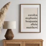 Personlig Grandchild Namn Cream and Black Poster<br><div class="desc">Fira familjen med denna personlig kräm och svart poster som innehåller barnbarns namn i en charmerande modern vintage stil. Den rustiska djurhållaren tillför värme, skapar den en perfekt biet för alla hem. Oavsett om du skriver ut eller hämtar den här designen blandas enkelhet och elegans, vilket ger ett tidlöst utseende...</div>