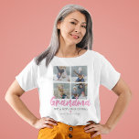 Personlig Grandma 4 Photo T Shirt<br><div class="desc">Tittar för en unik gåva till en speciell mormor, då är personligens nana t-shirt perfekt! Med ord "morma" i ett snyggt-skript, ett lustigt mormcitat, ett sött kärlek-hjärta, fyra foton av granbarnen och deras namn. Fototips: Skörd i dina foton till fyrkanter innan du laddar upp dem, så att subjekt finns i...</div>