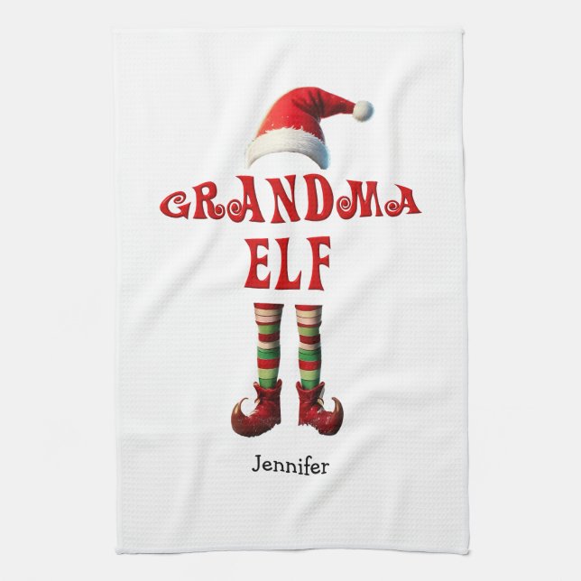 Personlig Grandma Elf jul Kitchen Towel Kökshandduk (Vertikal)