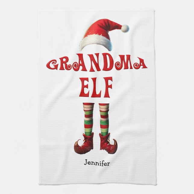 Personlig Grandma Elf jul Kitchen Towel Kökshandduk (Vertikal)
