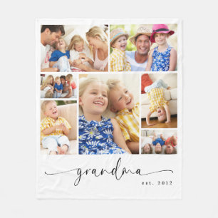 Personlig Grandma Est Photo Collage Fleecefilt