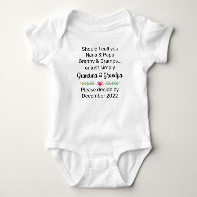 Personlig Grandma Grandpa Gravid Reveal T Shirt (Framsida)