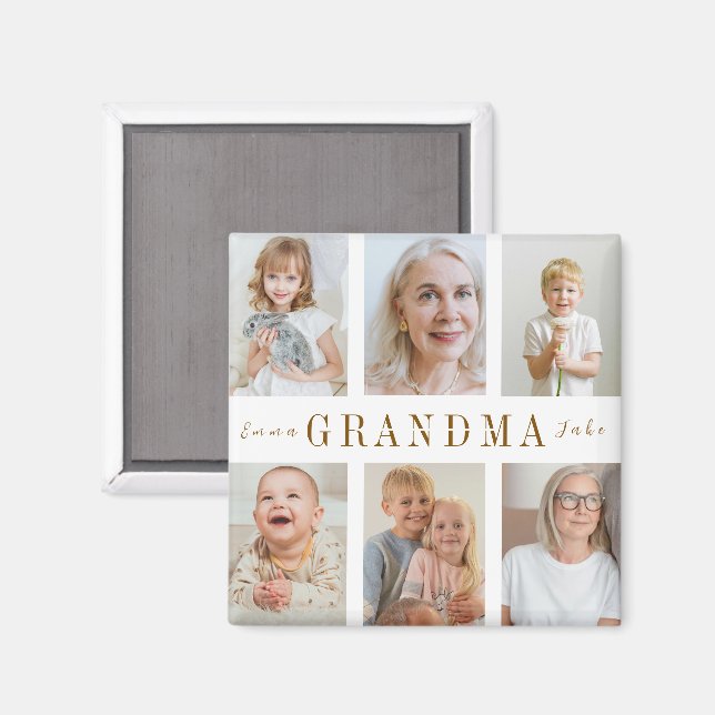 Personlig Grandma Magnet | Anpassningsbar Foton (Front/Back)