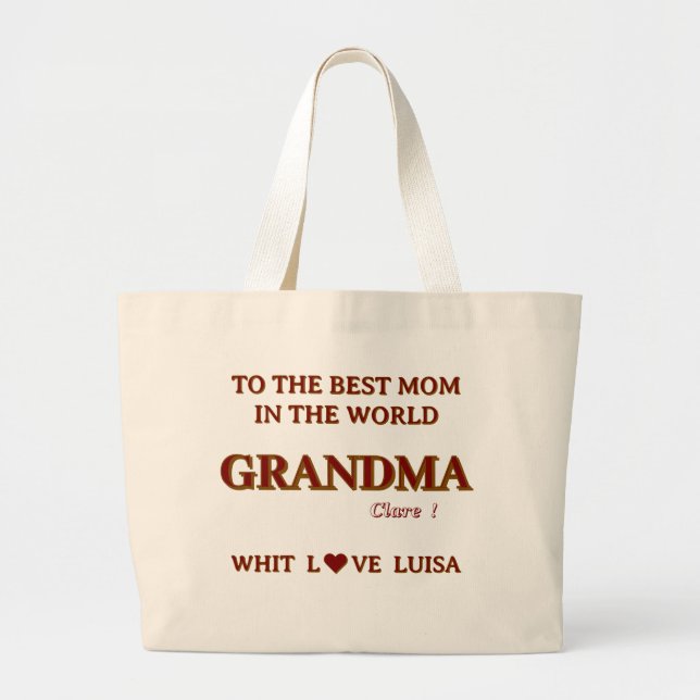 Personlig Grandma Mamma Mamma-skript Jumbo Tygkasse (Framsidan)