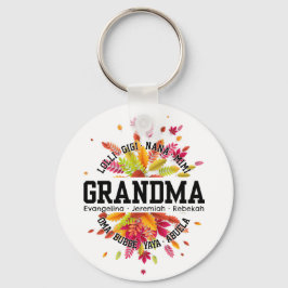 Personlig GRANDMA Nana Mimi Gigi Blommigt Nyckelring