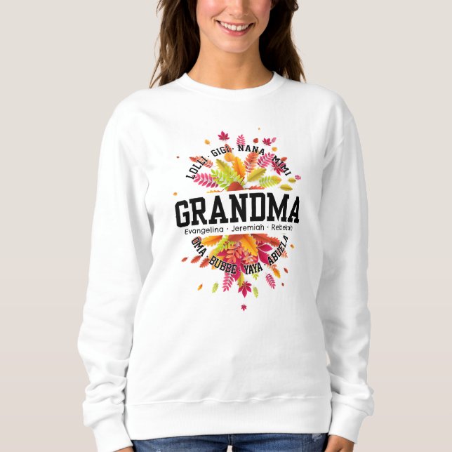 Personlig GRANDMA Nana Mimi Gigi Mors dag T Shirt (Framsida)