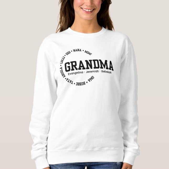 Personlig GRANDMA Nana Mimi Gigi Mors dag T Shirt (Framsida)