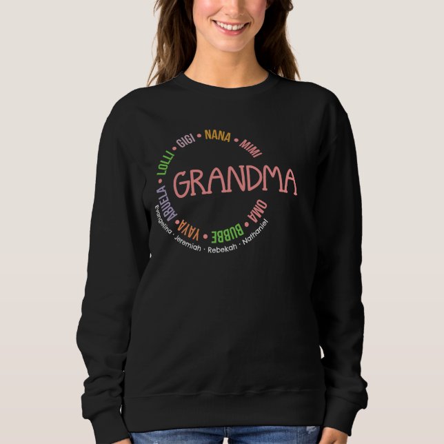 Personlig GRANDMA Nana Mimi Gigi Mors dag T Shirt (Framsida)