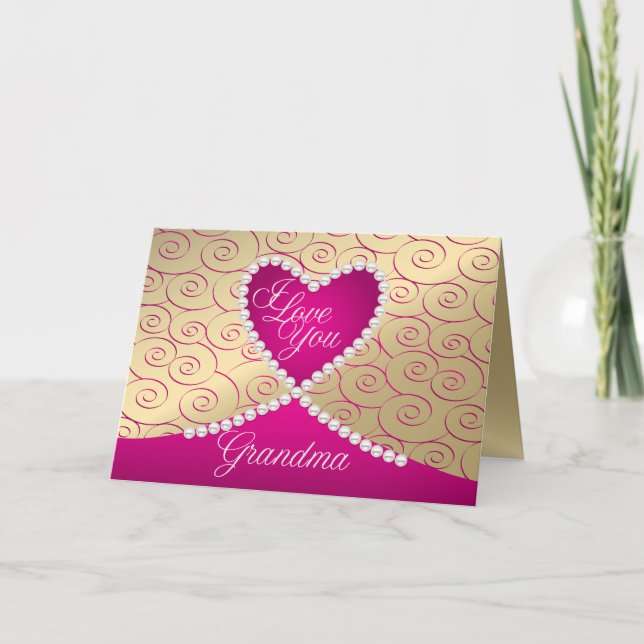 Personlig Grandma Pearls Valentine Card Helgkort (Framsida)