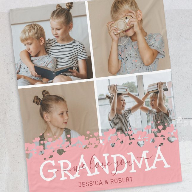 Personlig Grandma Photo Collage Fleecefilt (Skapare uppladdad)