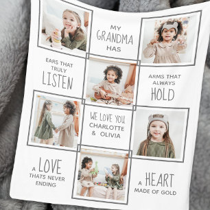 Personlig Grandma Photo Collage Grandmor Fleecefilt
