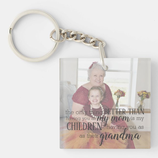 Personlig - Grandma Photo Quote Keychain (Framsidan)
