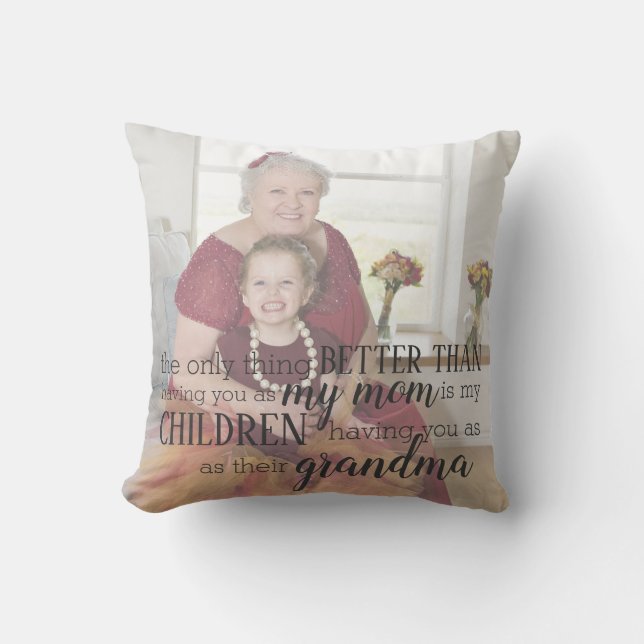 Personlig Grandma Photo Quote Pillow Kudde (Framsida)