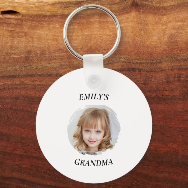 Personlig - Grandma Photo & Text Keychain Nyckelring (Framsida)