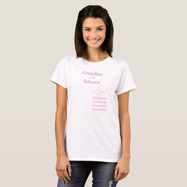 Personlig Grandma Rosa Typography T Shirt (Hel framsida)