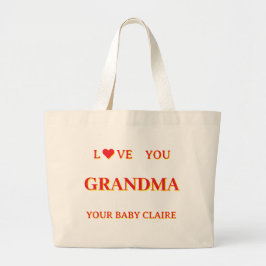 Personlig Grandma Script Large BAG RED & GULT Jumbo Tygkasse
