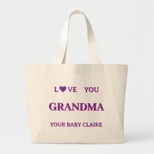 Personlig Grandma Script Large BAG ROSA LILA Jumbo Tygkasse