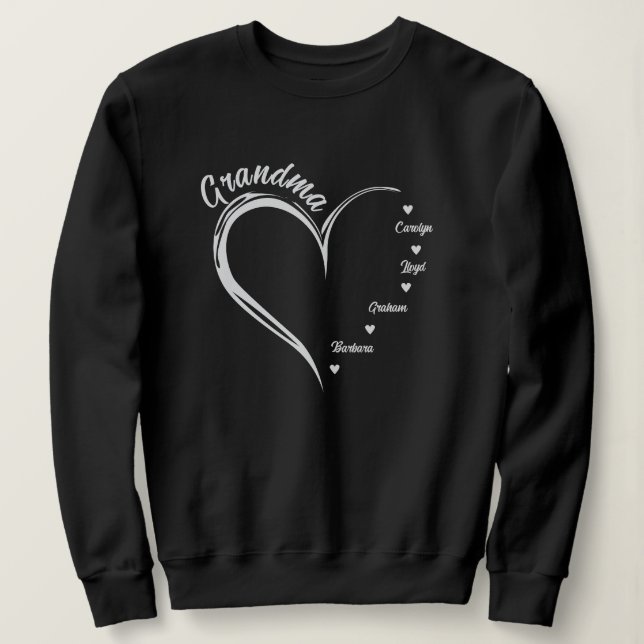 Personlig Grandma Sweatshirt, Grandma Heart T Shirt (Design framsida)