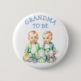 Personlig Grandma to be Twillingar Baby Shower Knapp