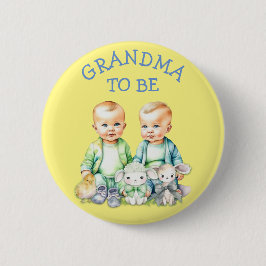 Personlig Grandma to be Twillingar Baby Shower Knapp