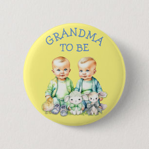 Personlig Grandma to be Twillingar Baby Shower Knapp